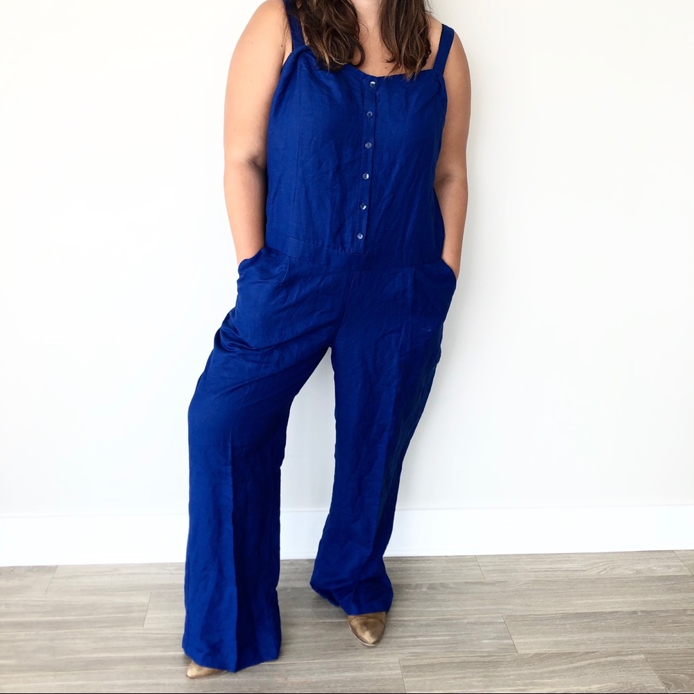 Plus size linen jumpsuit playsuit romper